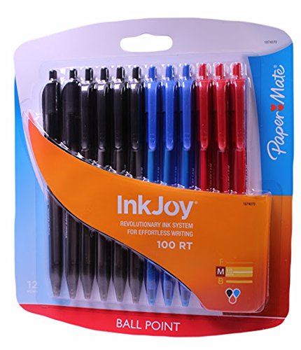 36 Count Paper Mate Inkjoy 100st Ballpoint Pen, Black Blue Red Color 