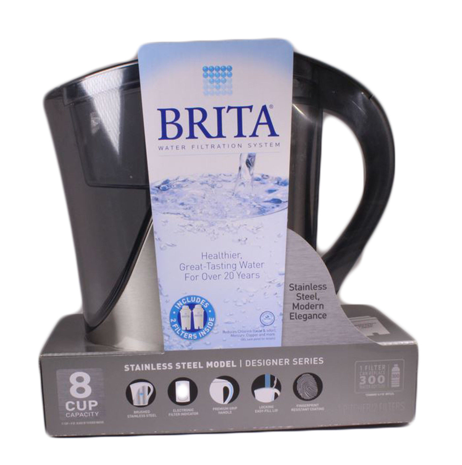 Brita Stainless Steel Fresh Clean Drinking Water Filter Pitcher 2 Brita Stainless Steel Water Pitcher