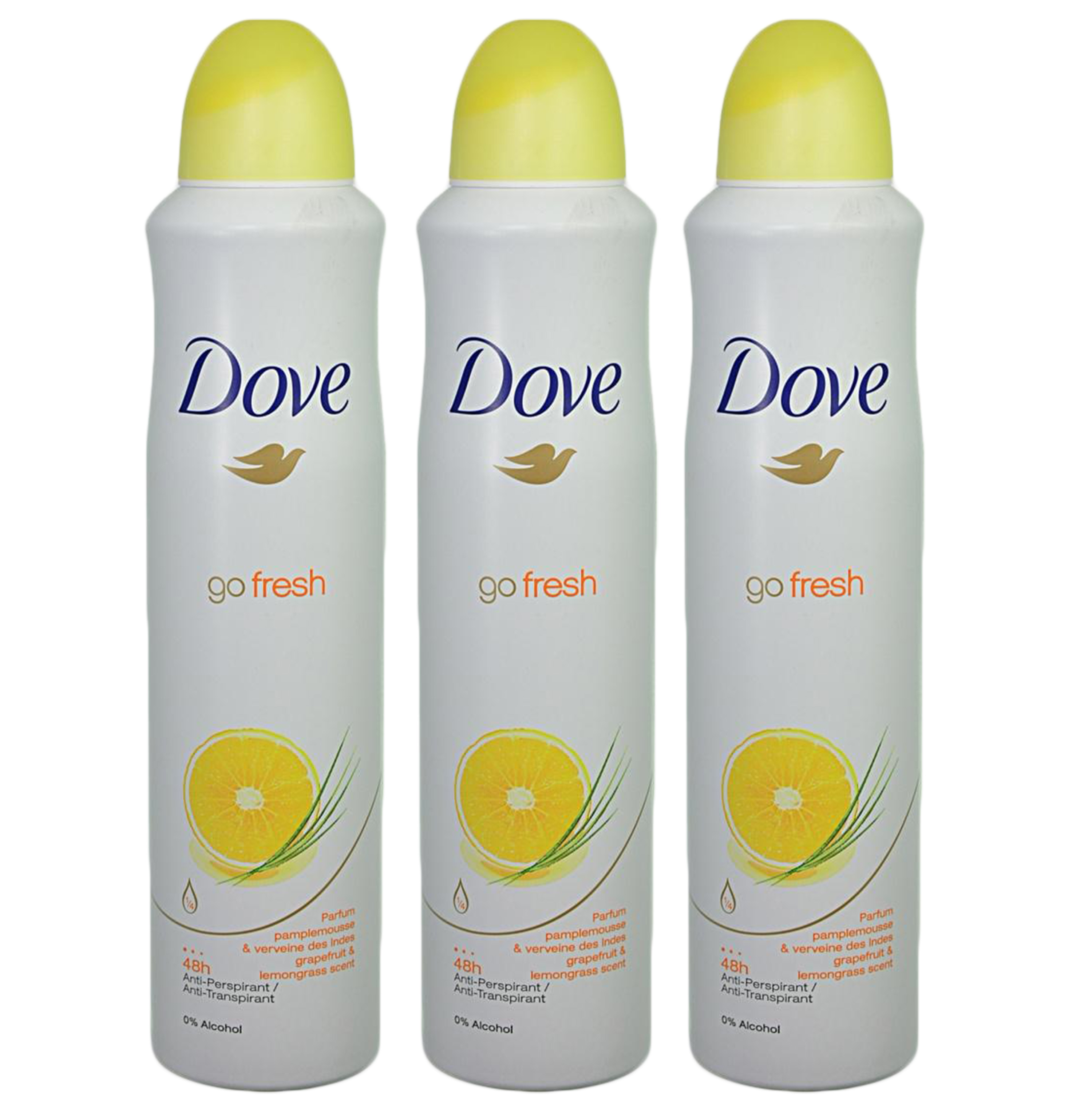 3 Dove Go Fresh Grapefruit Lemongrass Scent 48 Hour Antiperspirant