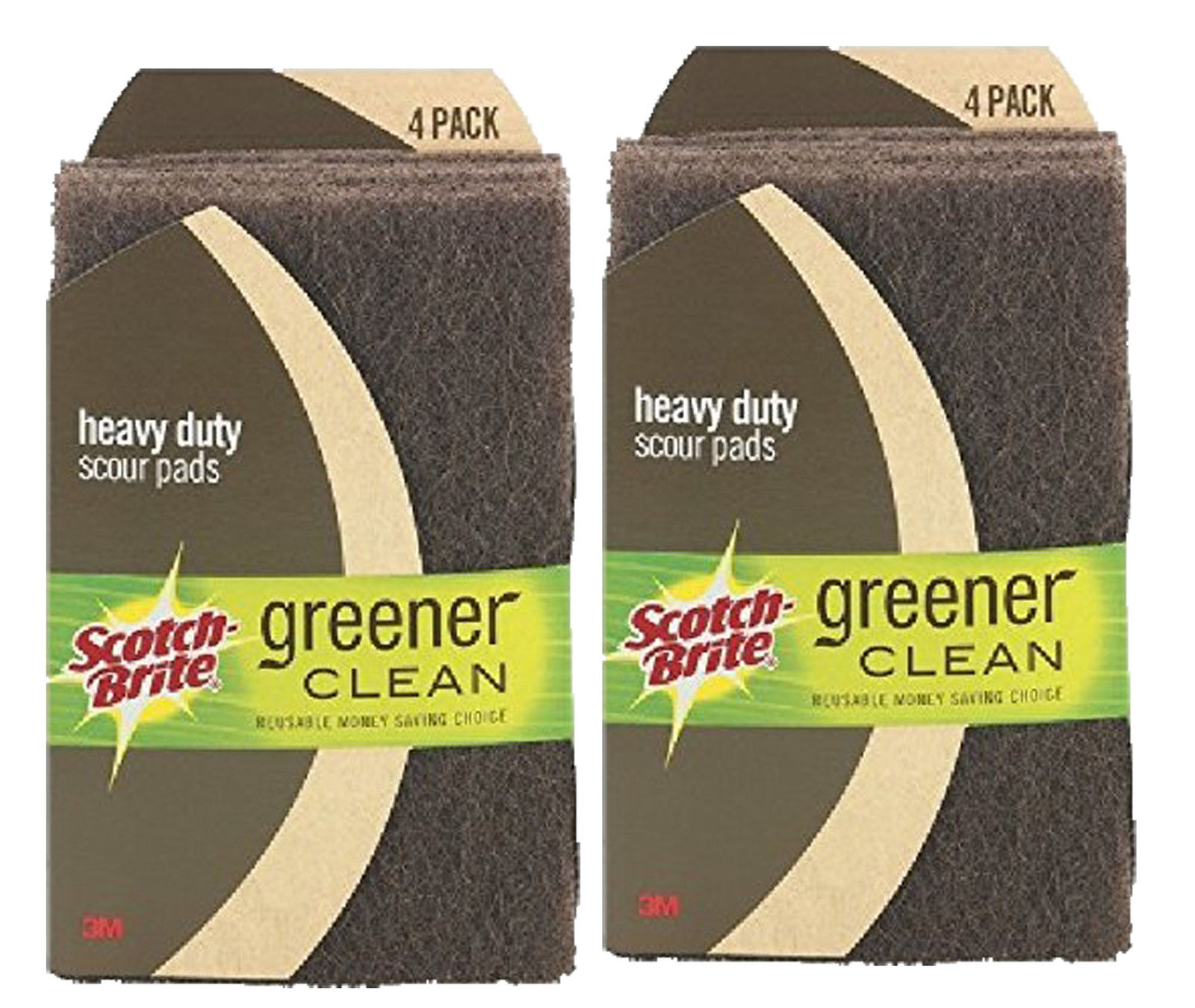8 Count 3M Scotch Brite Reusable Greener Clean Heavy Duty Scrub Sponges
